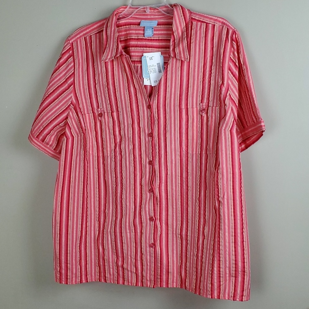 Liz & Me Short Sleeve Button Down Top - Size 3X